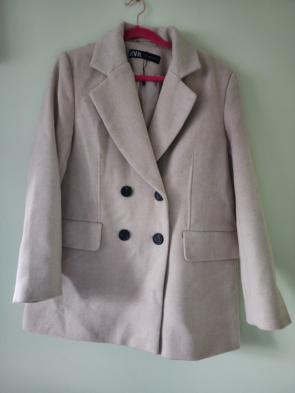 Zara Cream Double-Breasted Jacket